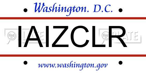 IAIZCLR District Of Columbia License Plate