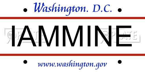 IAMMINE District Of Columbia License Plate