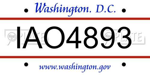 IAO4893 District Of Columbia License Plate