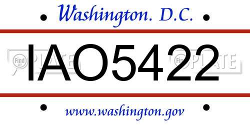 IAO5422 District Of Columbia License Plate