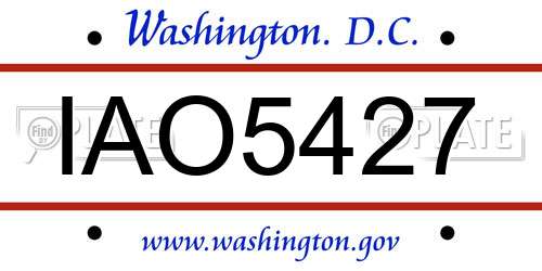 IAO5427 District Of Columbia License Plate