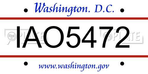 IAO5472 District Of Columbia License Plate