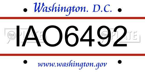 IAO6492 District Of Columbia License Plate