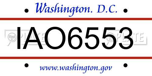 IAO6553 District Of Columbia License Plate