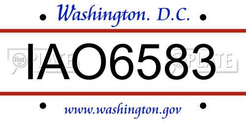 IAO6583 District Of Columbia License Plate