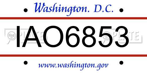 IAO6853 District Of Columbia License Plate