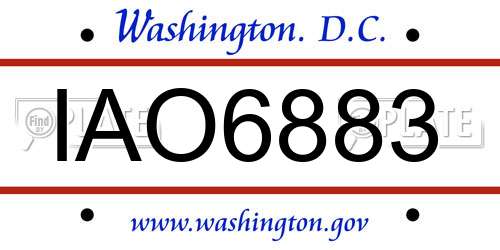 IAO6883 District Of Columbia License Plate