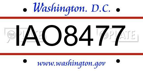 IAO8477 District Of Columbia License Plate