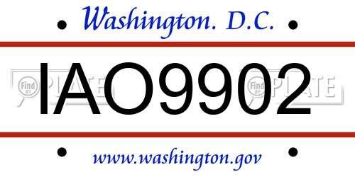 IAO9902 District Of Columbia License Plate