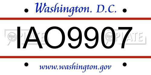 IAO9907 District Of Columbia License Plate