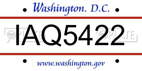 IAQ5422 District Of Columbia License Plate
