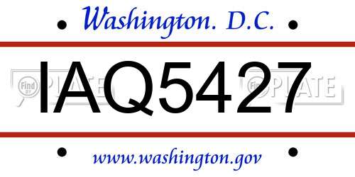 IAQ5427 District Of Columbia License Plate