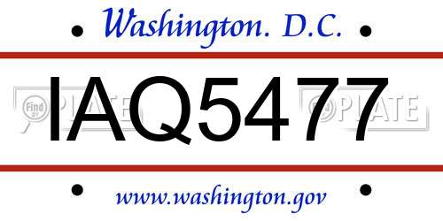 IAQ5477 District Of Columbia License Plate