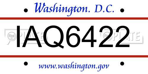 IAQ6422 District Of Columbia License Plate