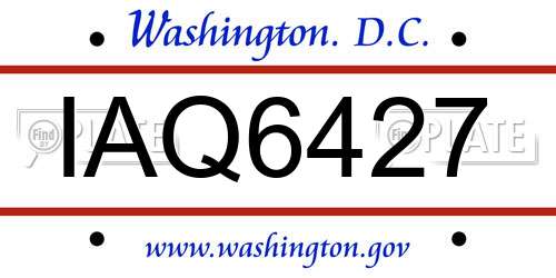 IAQ6427 District Of Columbia License Plate