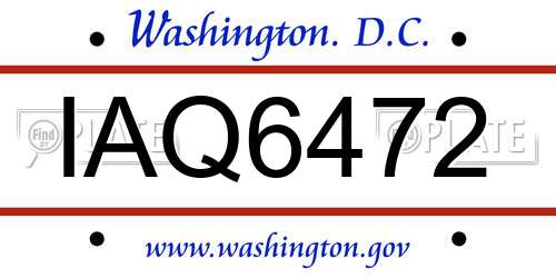 IAQ6472 District Of Columbia License Plate