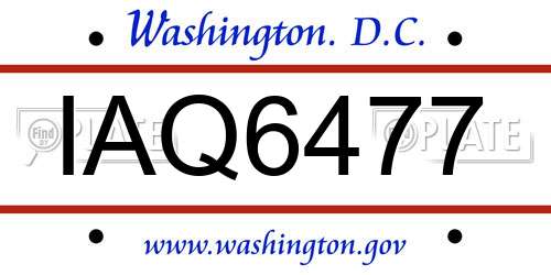 IAQ6477 District Of Columbia License Plate