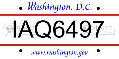 IAQ6497 District Of Columbia License Plate