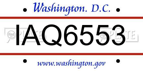 IAQ6553 District Of Columbia License Plate