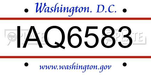 IAQ6583 District Of Columbia License Plate