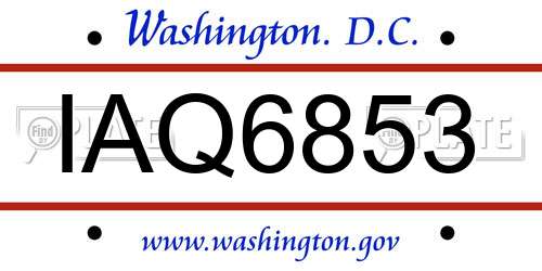 IAQ6853 District Of Columbia License Plate