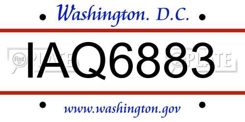 IAQ6883 District Of Columbia License Plate