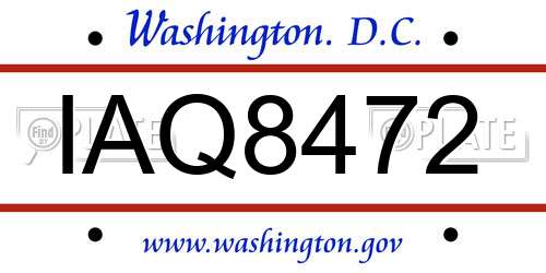IAQ8472 District Of Columbia License Plate