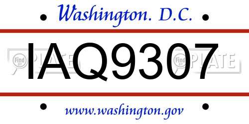 IAQ9307 District Of Columbia License Plate