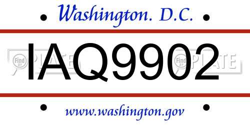 IAQ9902 District Of Columbia License Plate