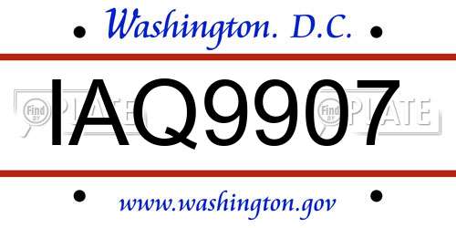 IAQ9907 District Of Columbia License Plate