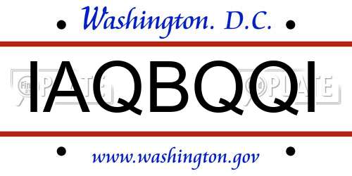 IAQBQQI District Of Columbia License Plate