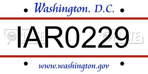 IAR0229 District Of Columbia License Plate