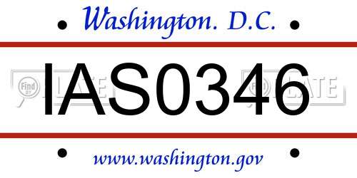 IAS0346 District Of Columbia License Plate