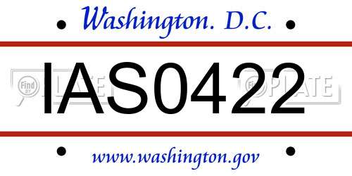 IAS0422 District Of Columbia License Plate