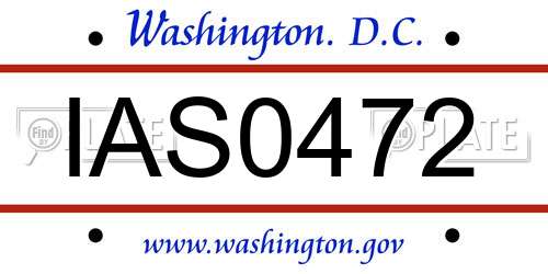 IAS0472 District Of Columbia License Plate