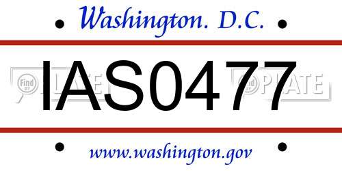 IAS0477 District Of Columbia License Plate