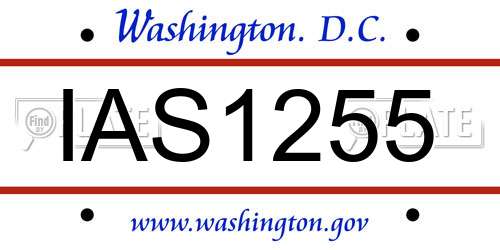 IAS1255 District Of Columbia License Plate