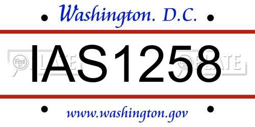 IAS1258 District Of Columbia License Plate