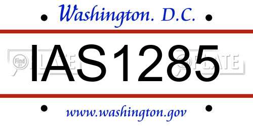 IAS1285 District Of Columbia License Plate