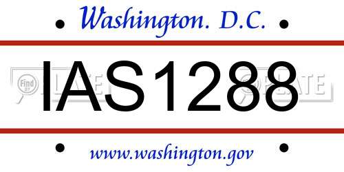 IAS1288 District Of Columbia License Plate