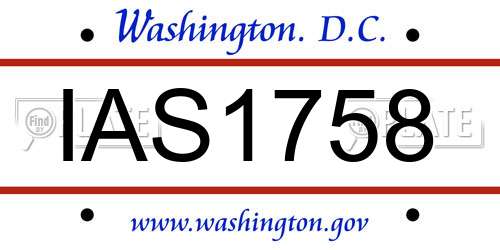 IAS1758 District Of Columbia License Plate