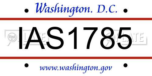 IAS1785 District Of Columbia License Plate