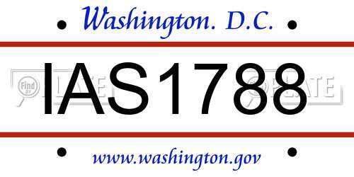 IAS1788 District Of Columbia License Plate