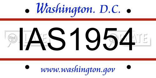 IAS1954 District Of Columbia License Plate