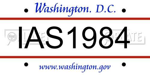 IAS1984 District Of Columbia License Plate