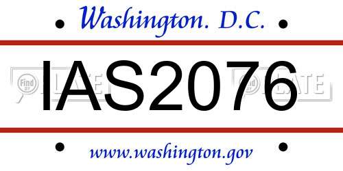 IAS2076 District Of Columbia License Plate