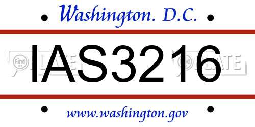 IAS3216 District Of Columbia License Plate