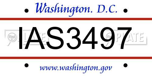 IAS3497 District Of Columbia License Plate