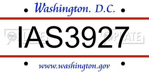 IAS3927 District Of Columbia License Plate