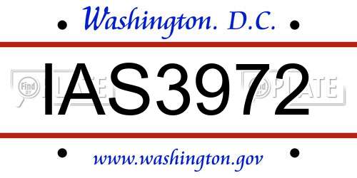 IAS3972 District Of Columbia License Plate